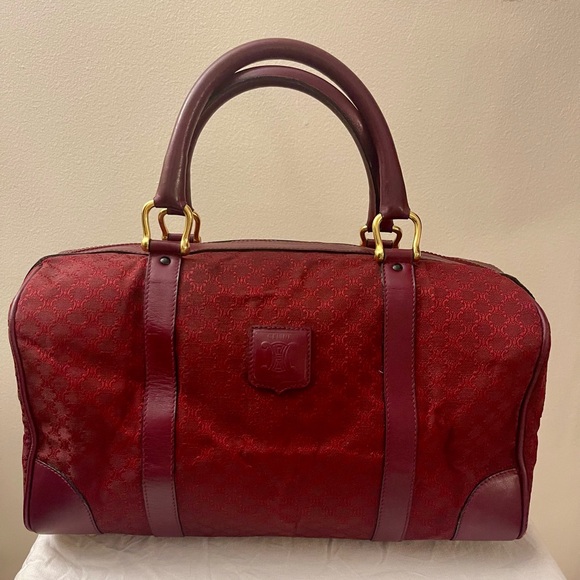Celine Handbags - CELINE Triomphe Macadam Jacquard Boston Bag